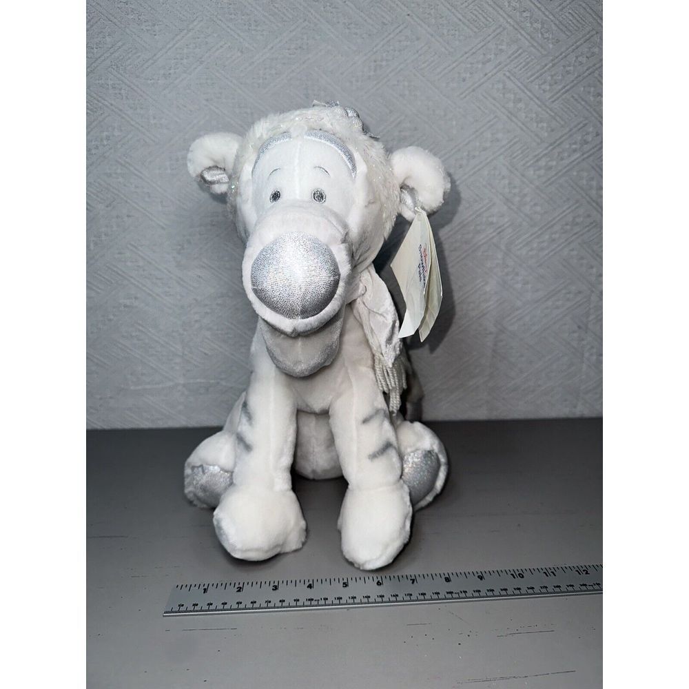 Disney Store Snowflake Tigger 12" Plush White Silver‎ Sparkle Winter Christmas